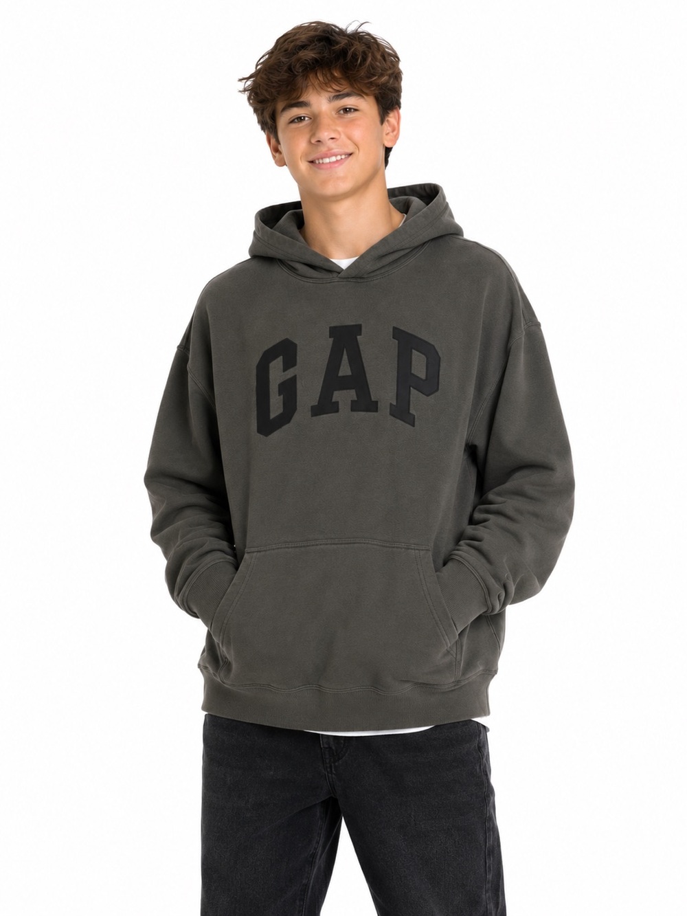 Gap Kids Logo Dark Grey Hoodie Sweatshirt Youth XXL